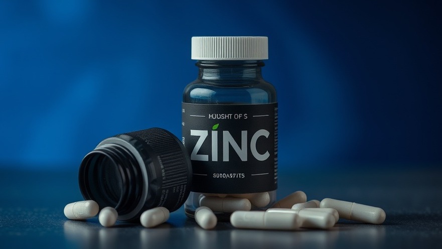 Bottle of ZINC pills for nutrition tips in Austin's health and wellness.