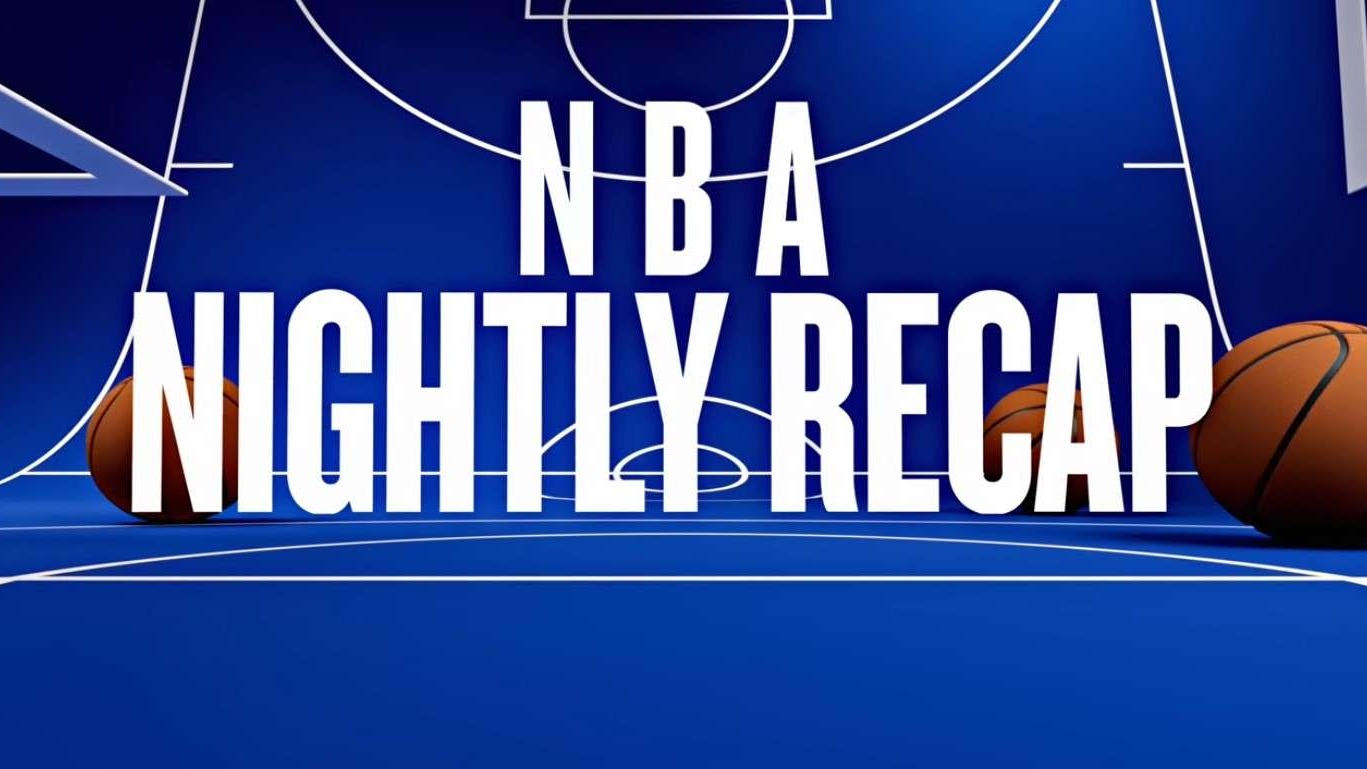 NBA game recap with dynamic player expressions and vibrant text.