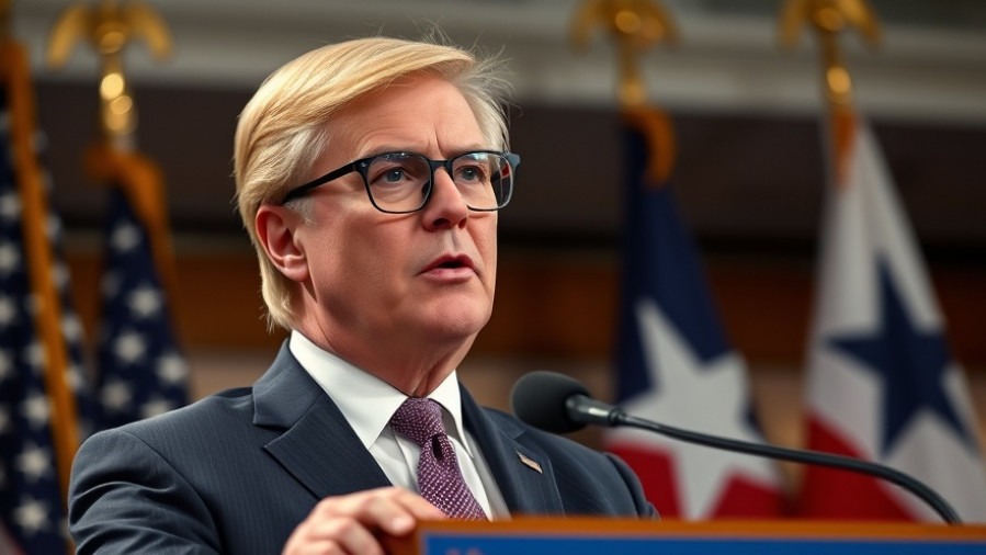 Distinguished man discusses Texas historical narratives at podium, addressing Alamo Trust controversy.