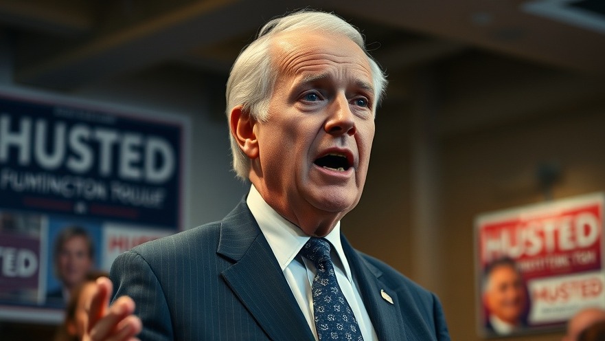 Elderly man in suit discussing Ohio politics, highlighting Senate control at Husted's campaign event.