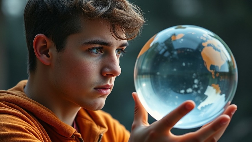 Austin Goosby gazing into a crystal ball, symbolizing Longhorns basketball recruitment.