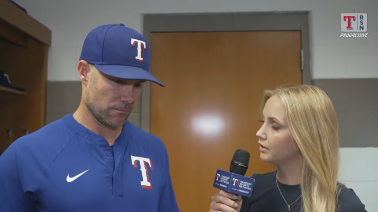Jacob deGrom in locker room interview providing performance insights.
