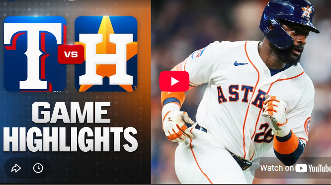 Rangers vs Astros game recap featuring baseball action.
