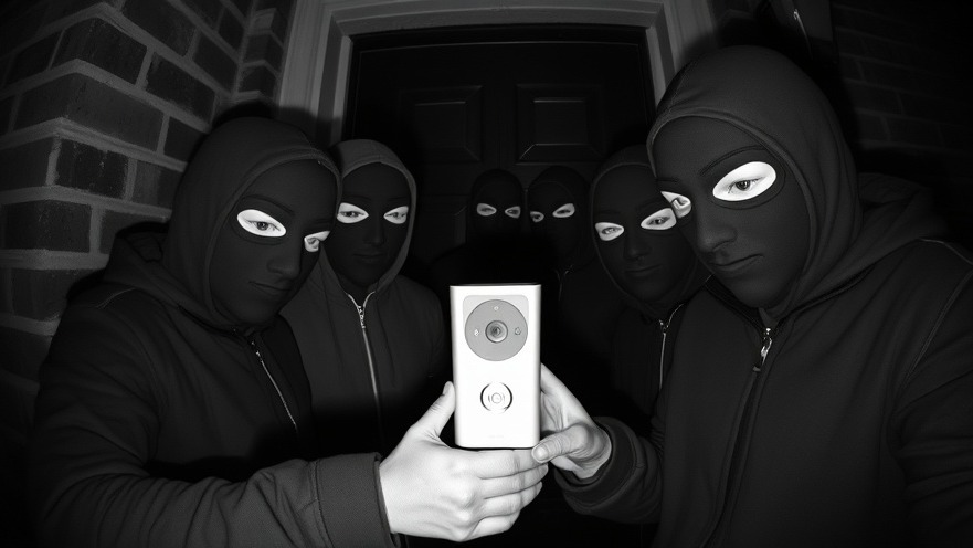 Masked individuals interacting with a RING doorbell camera, highlighting privacy concerns technology.