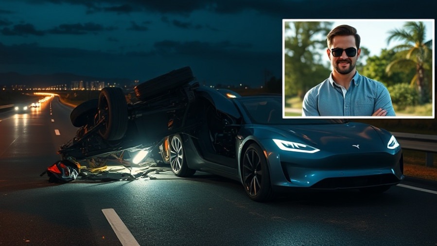 Dramatic Katy Freeway accident scene with an overturned Tesla Cybertruck at night.
