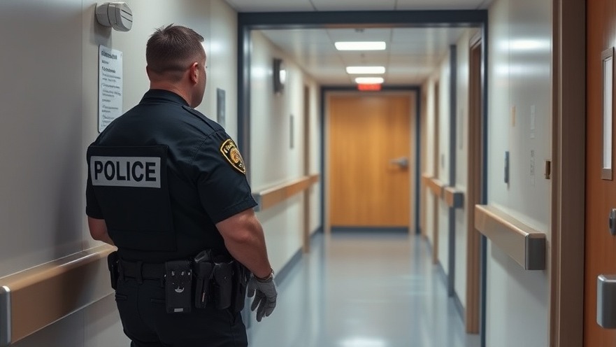 Unarmed police officer guarding hospital room door, representing Dallas crime news.