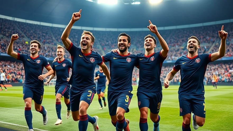 Celebrating football pride, players in blue uniforms rejoice in Messi's legacy.