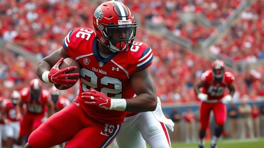 Intense SEC football match featuring Ole Miss Rebels in action, gripping football.
