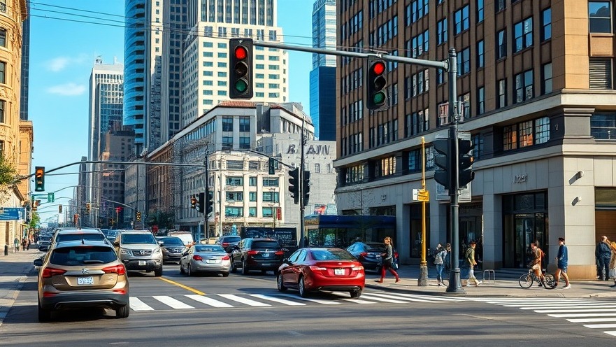 Cedar Park traffic safety at a busy intersection, featuring cars and pedestrians.