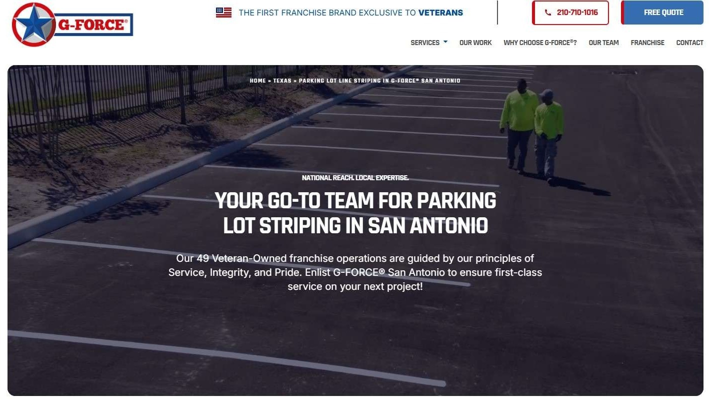 Logo for a parking lot striping company in San Antonio with an aviation theme