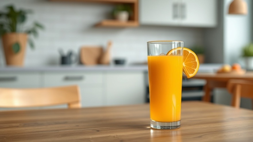 Fresh glass of orange juice, a healthy alternative to processed sugars.