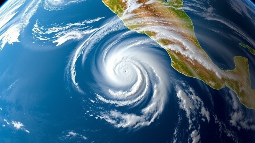 Satellite view of Hurricane Lorena impacting Austin weather with vibrant cloud patterns.
