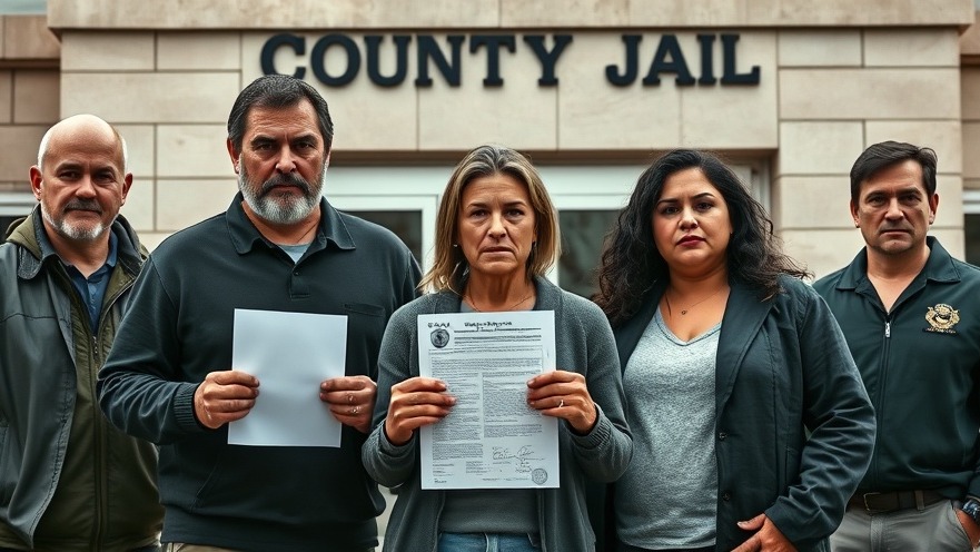 Group advocates for inmate medical care reform outside COUNTY JAIL, serious expressions.
