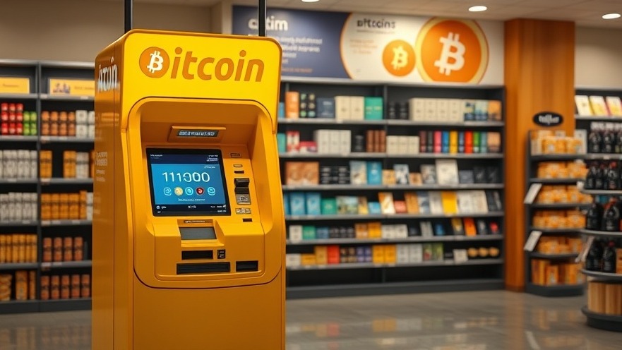 Photorealistic Bitcoin ATM in San Antonio with brochures, highlighting local cryptocurrency measures.