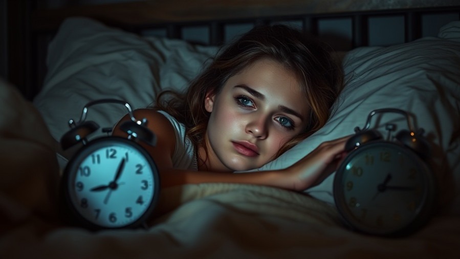 Young woman seeking herbal anxiety relief, cozy bedroom at night.