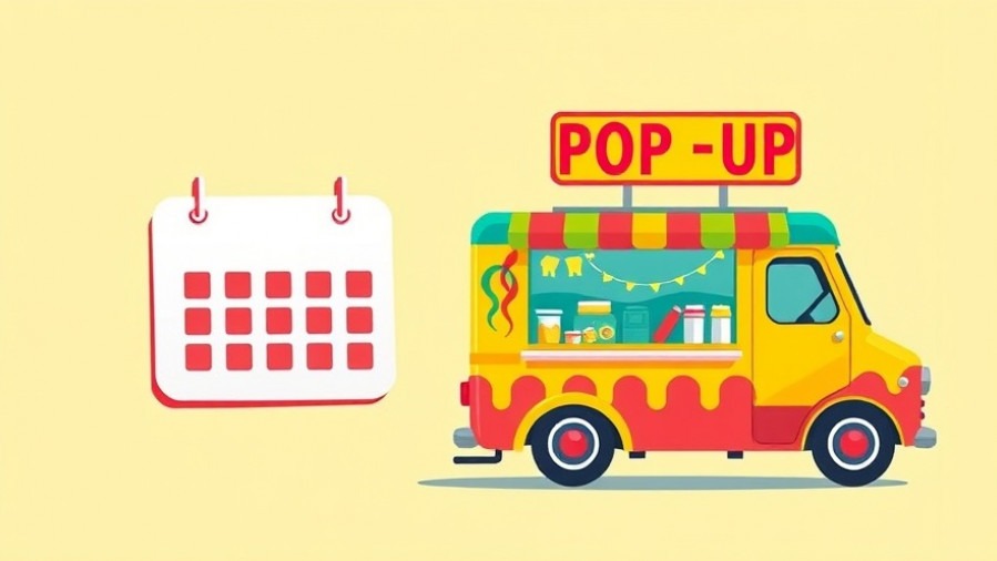 Brightly colored calendar icon promoting Dallas events this weekend with a food truck.