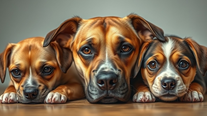 Pets with sad eyes reflecting pet pain indicators, highlighting pet health.