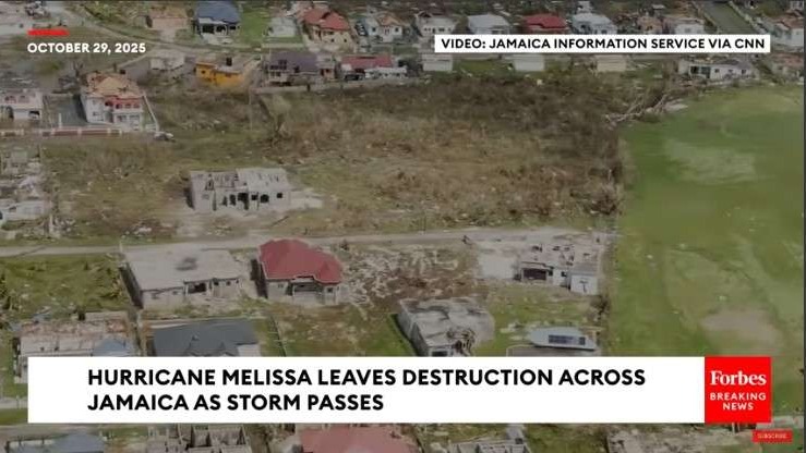 Aerial view of damaged homes after natural disasters USA