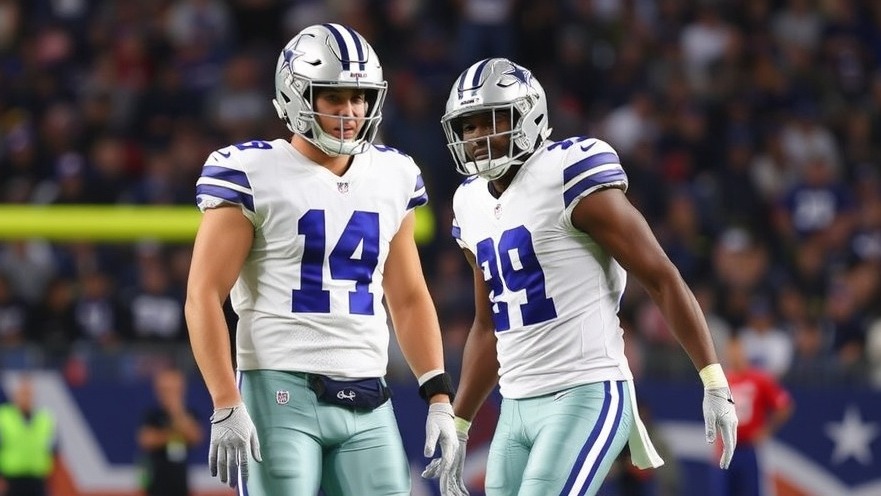Cowboys players fined during an intense game moment with helmets and vibrant colors.