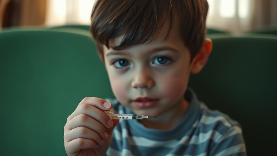 Child holding syringe, highlighting health safety in children and GLP-1 medications.