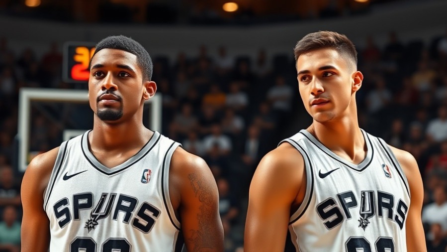Photorealistic NBA game analysis with Spurs players in action on the court.