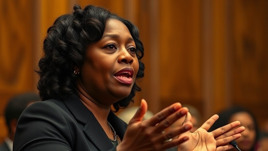 Black woman passionately speaks on corruption prevention and campaign finance reform.