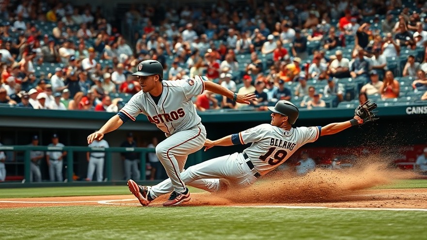 Astros player sliding into base during MLB highlights, intense action captured.