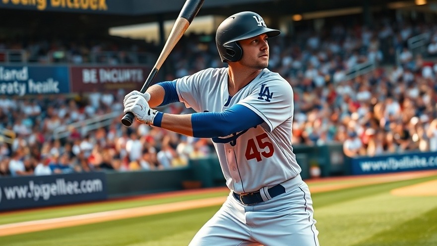 Vibrant action of a Dodgers player mid-swing, showcasing MLB pop culture crossover.