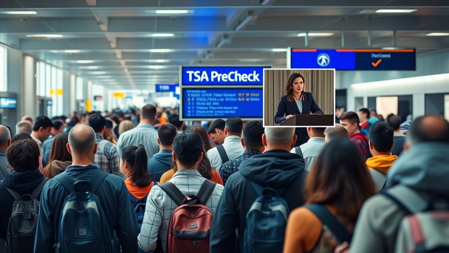 Travelers facing airport security delays in modern terminal, showcasing travel convenience issues.