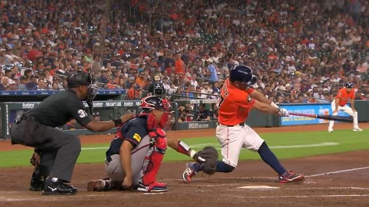 Braves player celebrates clinching NL East in stadium