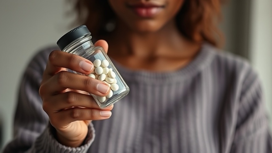 Black woman promoting nutritional health tips with zinc tablets for balanced nutrition.