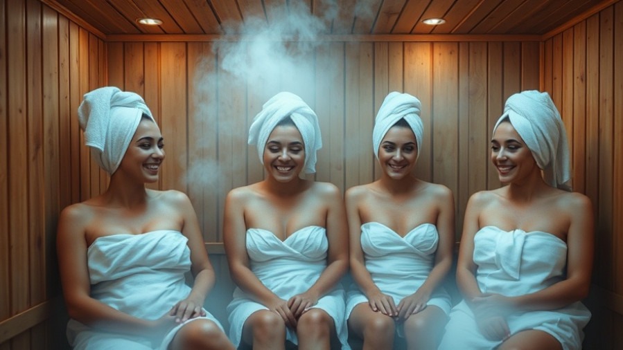 Women in a sauna practicing mindfulness meditation for stress relief strategies.