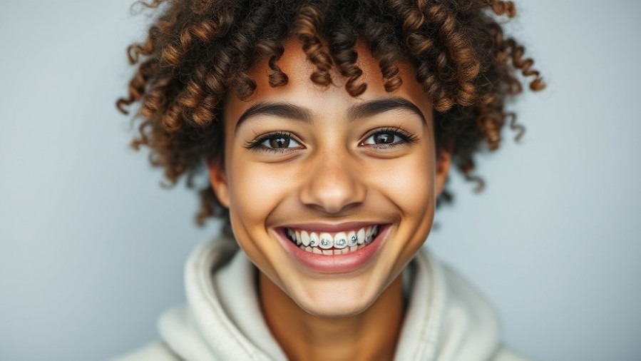 Teen girl smiling with braces, showcasing orthodontic services in Austin.