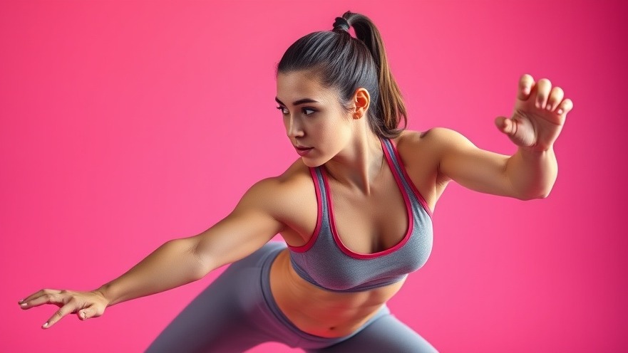 Focused athletic woman stretching for active recovery and muscle flexibility on a pink background.