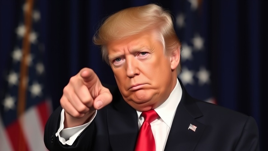 Stern-looking Trump addressing U.S.-Iran relations and political tensions.