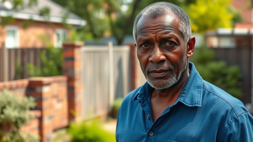 Older black man outdoors in suburban yard, representing missing persons Austin community support.