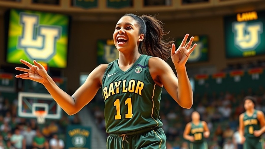 Energetic Baylor women's basketball player in action showcasing Big 12 Conference highlights.