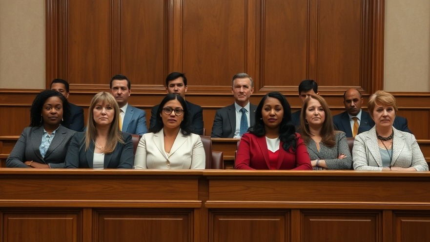 Diverse jury pool representing diversity in jury selection in court.