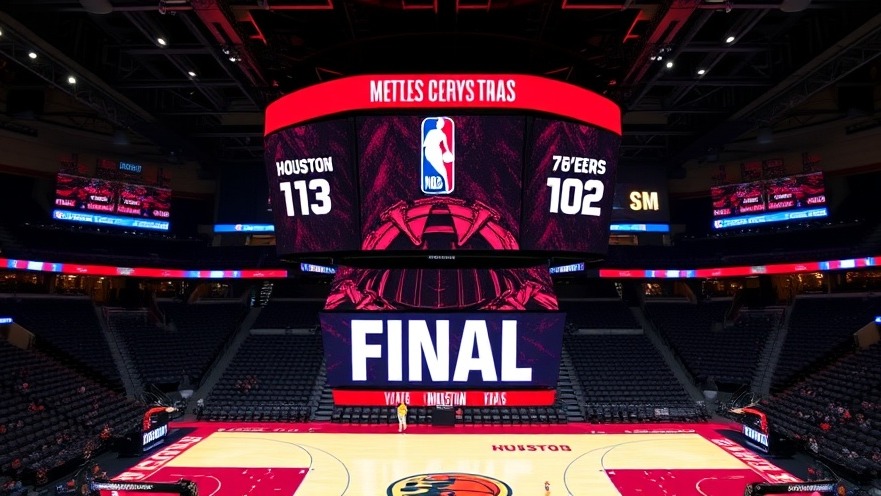NBA scoreboard showing Houston 113, 76'ers 102, highlighting houston sports today.