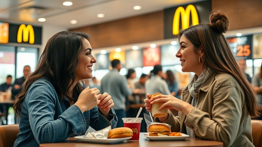 Women enjoy meals and discuss evolving fast food menu trends at McDonald's.