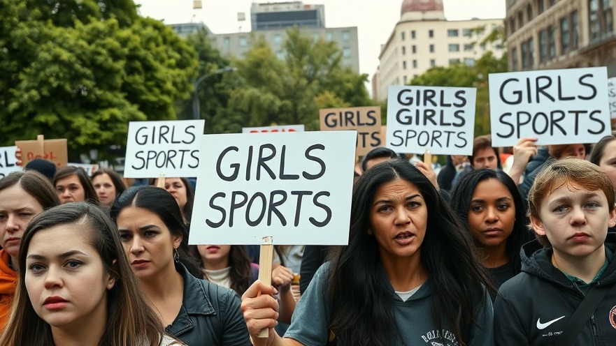 Protest rally advocating for transgender athletes rights and youth sports inclusivity.