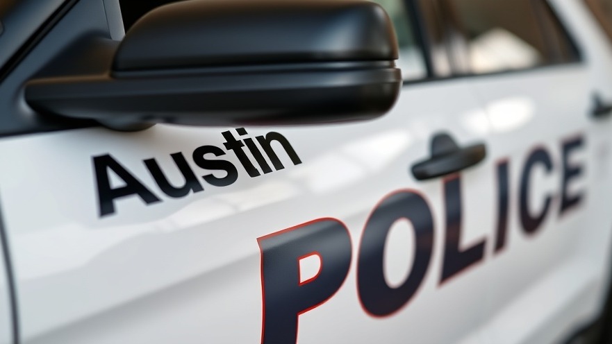 Close-up of an Austin police vehicle, highlighting community safety and detail.