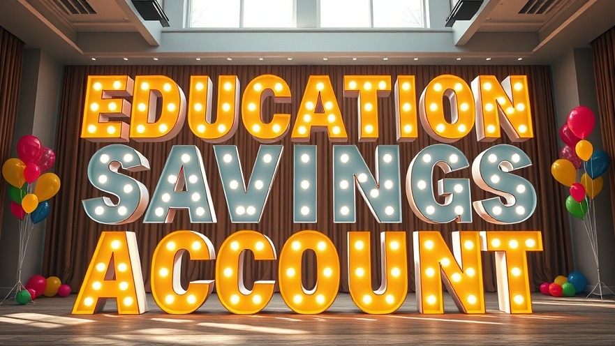 Giant letters 'Education Savings Account' at Central Texas schools fair with graduation cap.