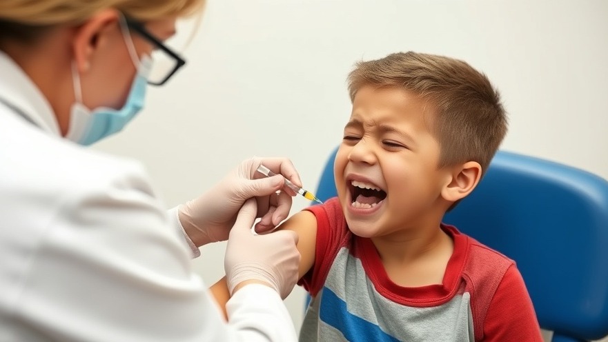 Crying 10-year-old boy receives a vaccine, highlighting vaccine hesitancy in Texas.