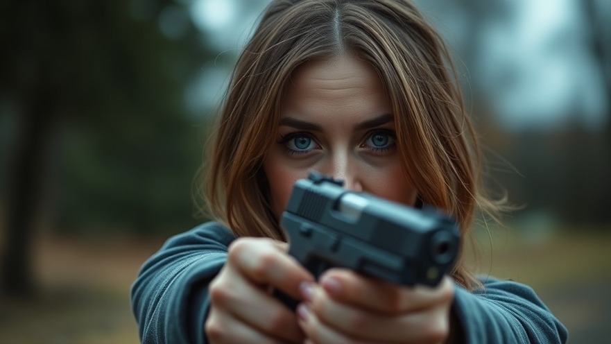 Sad woman with a pistol highlights the need for law enforcement response and mental health resources.