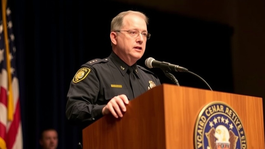 Police official addresses Houston news crime at podium.