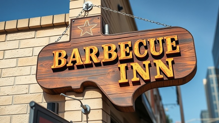 Close-up of Barbecue Inn sign showcasing Houston fried chicken culture.