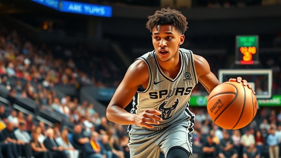 Young San Antonio Spurs player showcasing intense focus during a dynamic game.