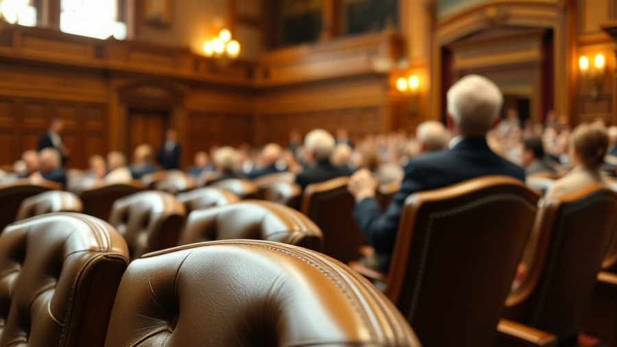 Cozy Texas legislative chamber highlighting current events in politics and healthcare.