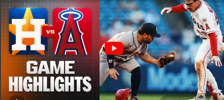 Angels vs Astros game highlights with intense baseball action.